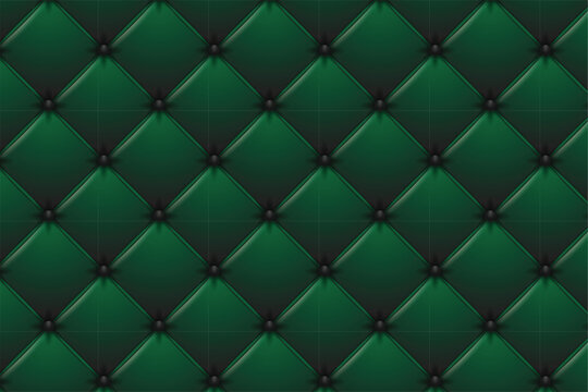Close-up of a luxurious tufted green leather texture, pattern design