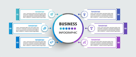 Obraz premium Business vector infographic design template with icons and 6 options or steps