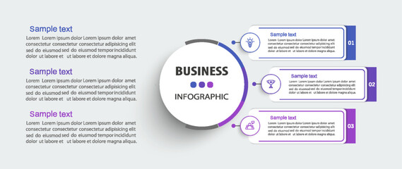 Fototapeta premium Business infographic template with 3 options or steps 