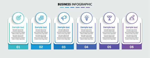 Business vector infographic design template with icons and 6 options or steps