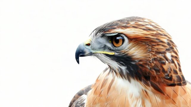 Close-up view of a bird of prey's face and head, suitable for wildlife or nature themes