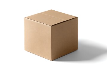 Cardboard box cutout with shadow on white background for design
