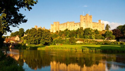 Fototapeta premium Castle reflected in a river