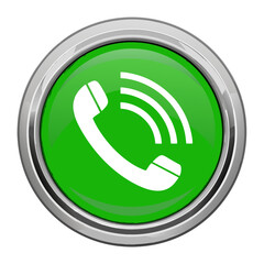 Green glossy button with an RSS symbol, sound, and internet connection