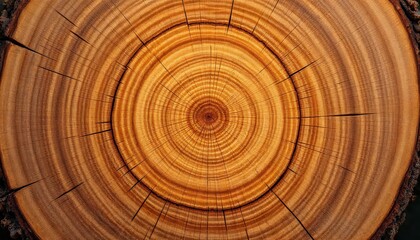 Fototapeta premium Close-up view of a cross-section of a tree trunk revealing detailed growth rings.