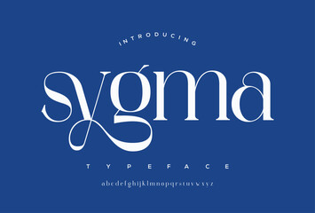 Sygma typography beautiful fashion elegant classic letters serif italic fonts decorative wedding vintage retro logos. Beauty Luxury font alphabet logo. vector illustration