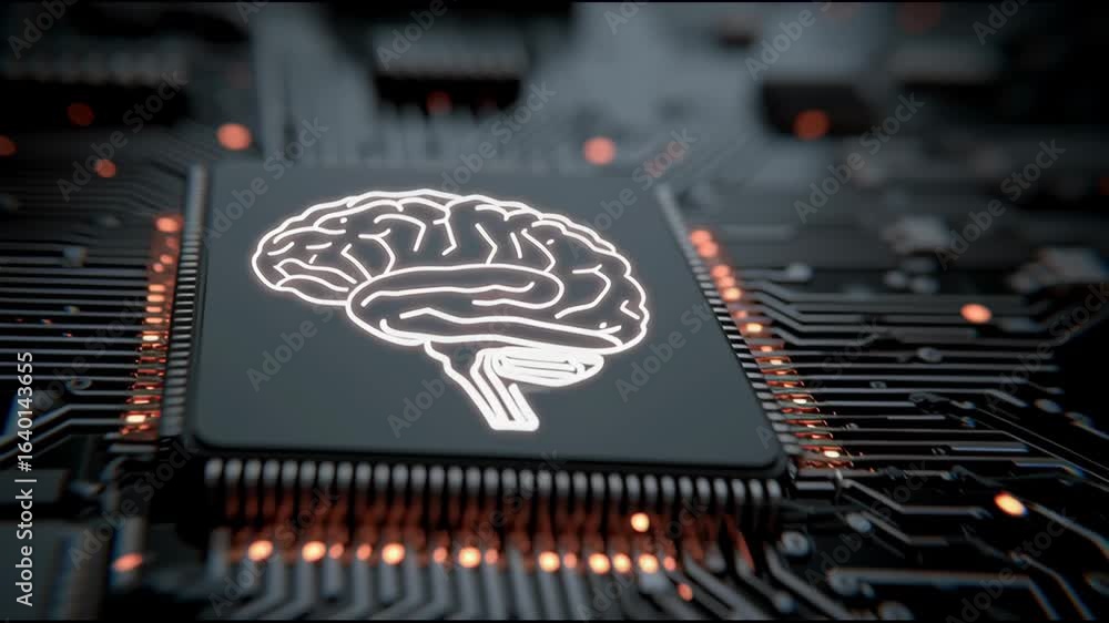 Poster exploring the intersection of technology and neuroscience with a focus on brain-inspired computing a