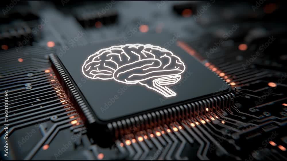 Aufkleber exploring the intersection of technology and neuroscience through innovative brain-inspired chip des