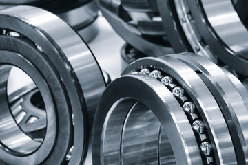 Ball bearing collection as industrial concept background