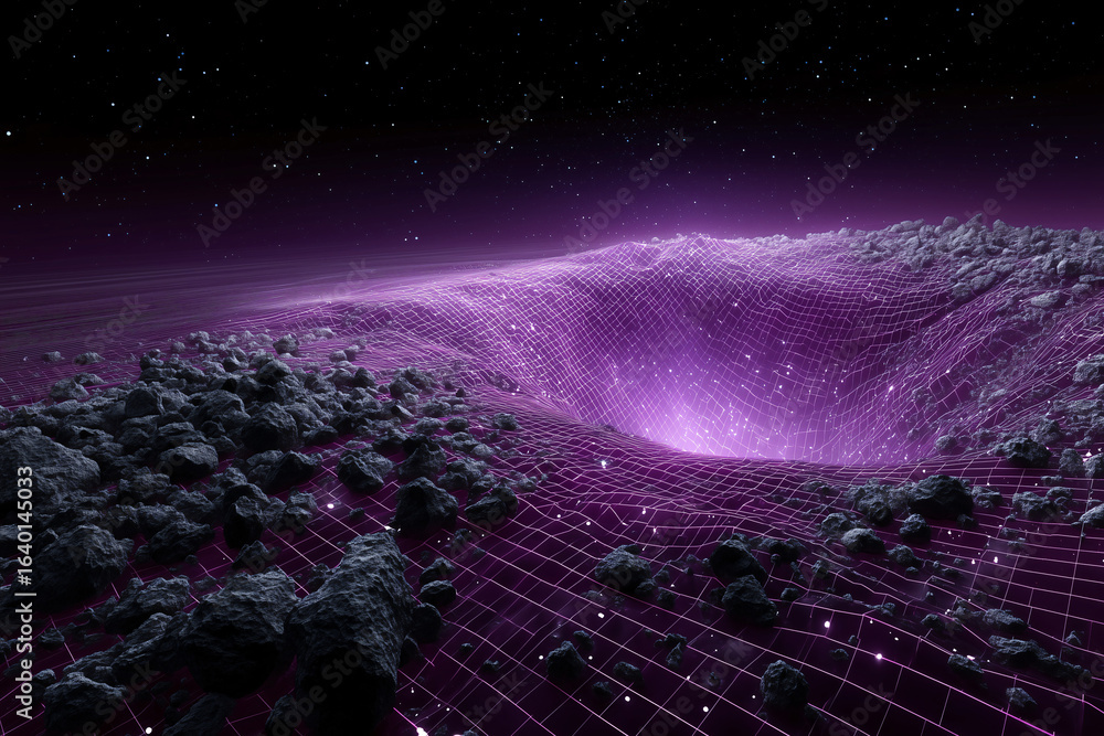 Poster abstract visualization of a cosmic wormhole or portal against the backdrop of space