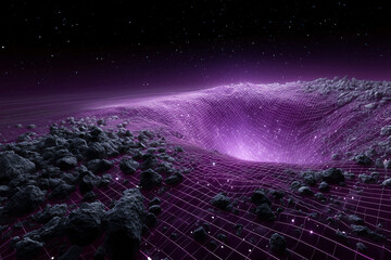 Abstract visualization of a cosmic wormhole or portal against the backdrop of space