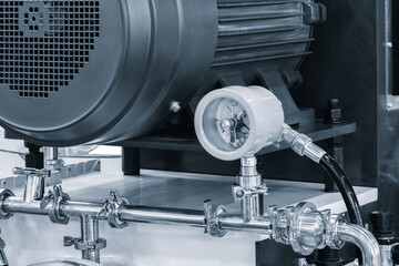 Industrial  concept. equipment of the boiler-house pump valves, tubes, pressure gauges,...