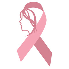 breast cancer awareness ribbon with woman silhouette