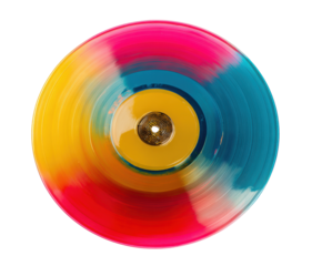 Colorful vinyl record spinning with vibrant hues for music lovers