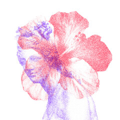 Risograph Print Featuring Classical Head of Venus and Flower