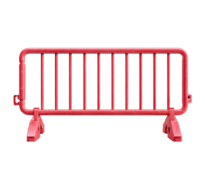 Bright red safety barrier for construction site activities