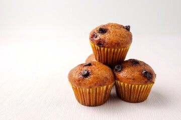 Banana cup cake on white background