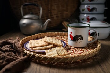 Asian traditional hot tea, morning light ,retro tea set	