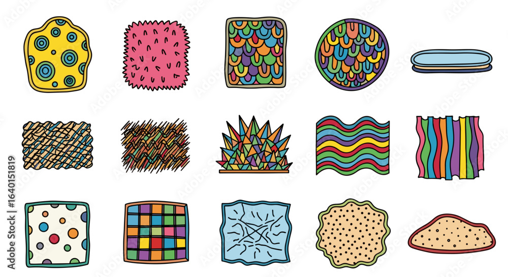 Poster various digital abstract patterns and textures in different colors