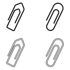 Paperclip Icon Set in Multiple Colors and Styles .Stationery Paperclip Icons in Different Color . Office Supplies and Stationery Items