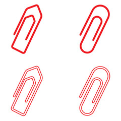Paperclip Icon Set in Multiple Colors and Styles .Stationery Paperclip Icons in Different Color . Office Supplies and Stationery Items