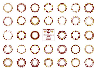 Decorative Circular Ornaments in Red and Gold Vector Set