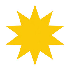 Bright yellow starburst shape isolated on transparent background