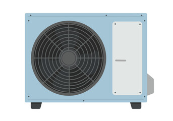 Fototapeta premium Modern Outdoor Air Conditioner Unit for Cooling and Heating Systems with a Large Fan and Control Panel