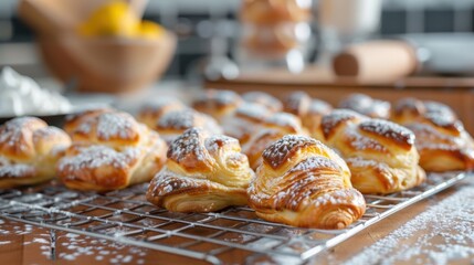 Golden Croissants Freshly Baked Representing Traditional French Breakfast