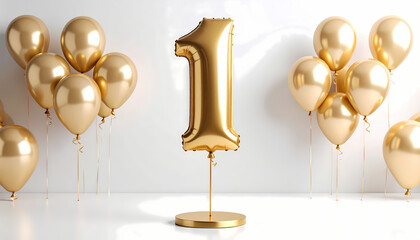 Golden number one balloons celebration