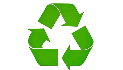 Obraz premium Bright green recycling symbol on white background.