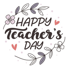 Obraz premium Happy Teacher's Day floral design isolated on a white background