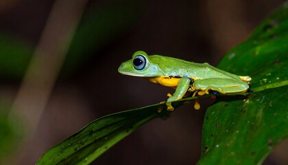 Obraz premium Green frog on leaf