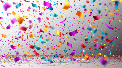 Fototapeta premium Vector realistic colorful confetti on white ground.jpeg