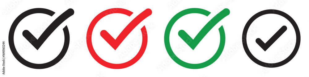 Poster check mark icon set simple design