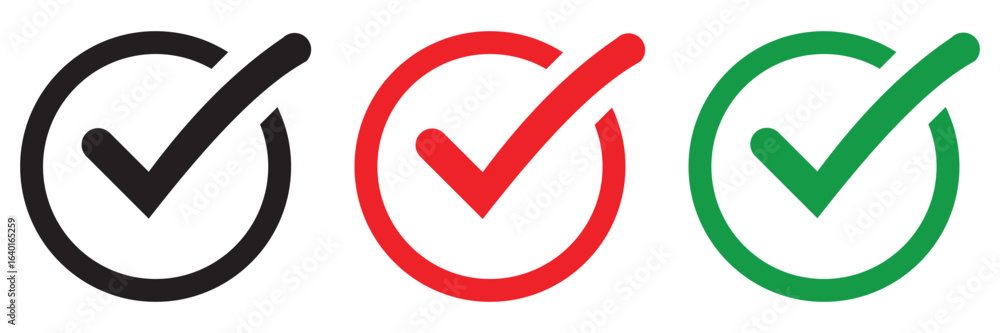 Poster check mark icon set simple design