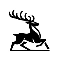 Black and white vector silhouette of an deer on white background