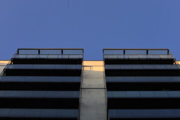 Balconies on the building view from below