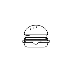 Fototapeta premium Simple outline illustration of a classic burger, isolated on transparent background