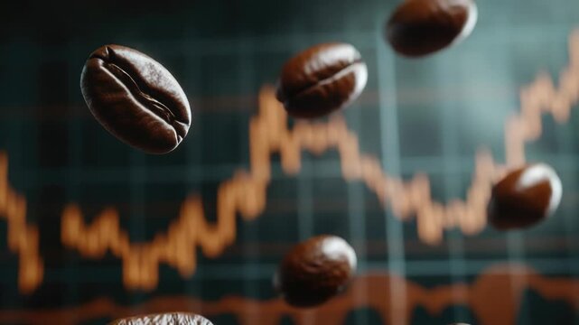 A bunch of coffee beans in mid-air, suspended by an invisible force