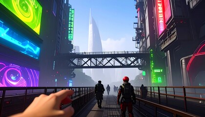 Obraz premium Futuristic cityscape viewpoint