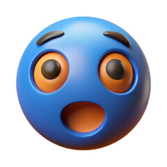 Fototapeta premium 3d surprised blue emoji face with orange eyes