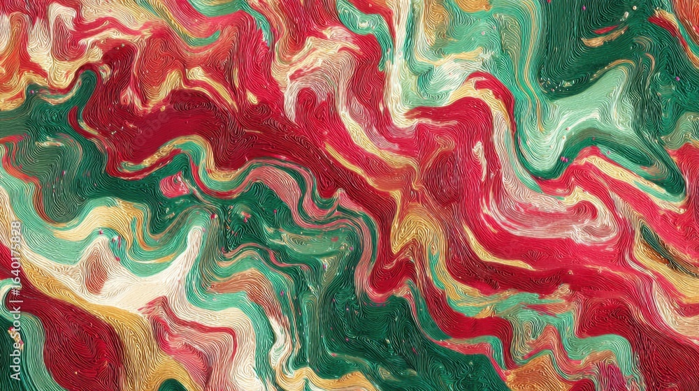 Poster bright colors swirl together in a dynamic abstract composition, showcasing a blend of red, green, an
