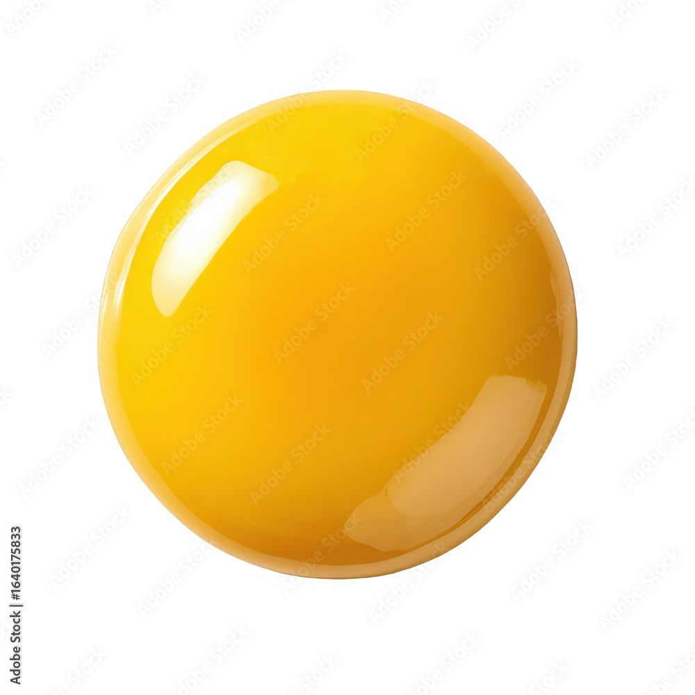 Poster A single glossy yellow sphere isolated on a transparent background, representing a vibrant and simple design element