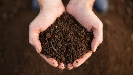 Hands Holding Soil - Sustainable Gardening and Nature Concept