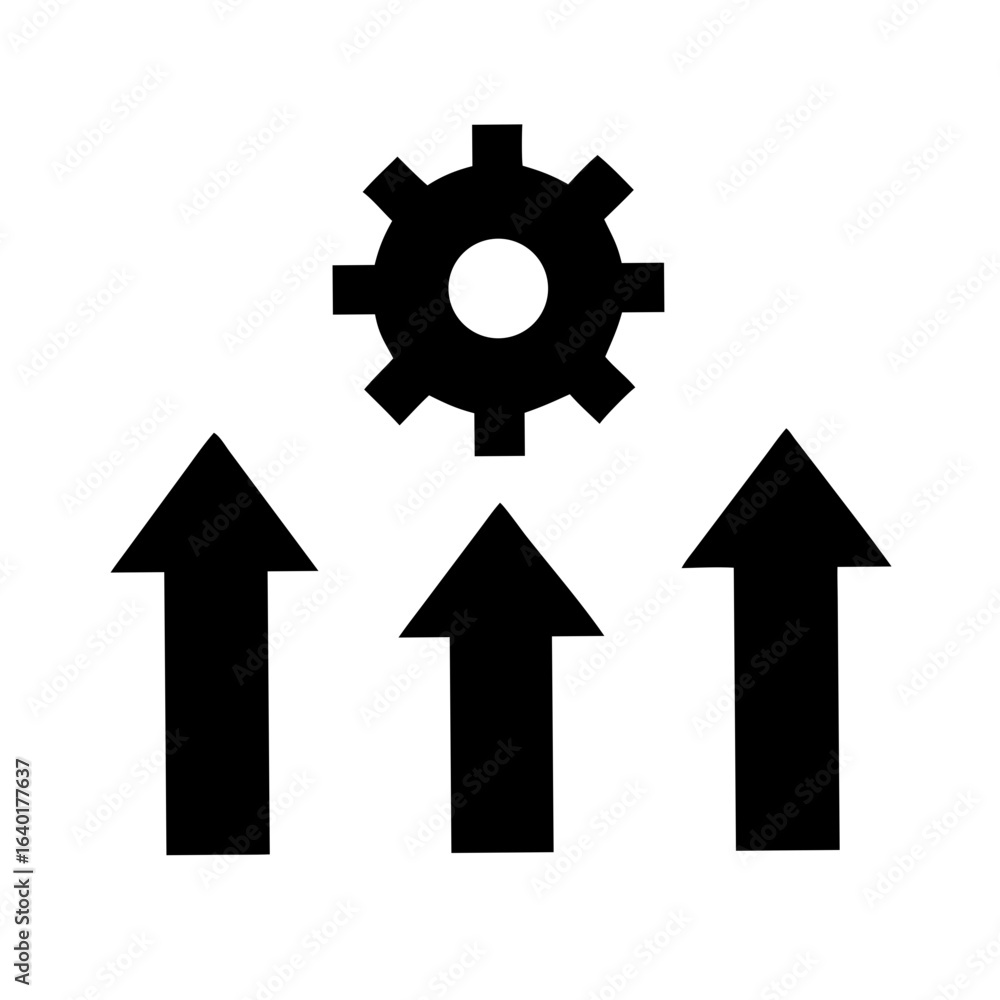 Poster gear mechanism with upward arrows for process optimization and business growth strategy concept vect