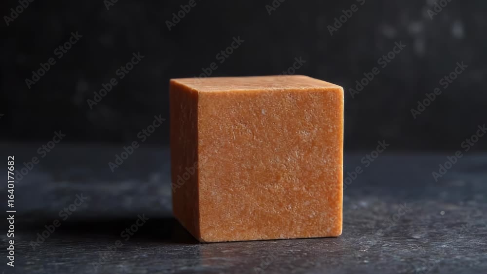 Poster a block of soap sits on a table, ready for use