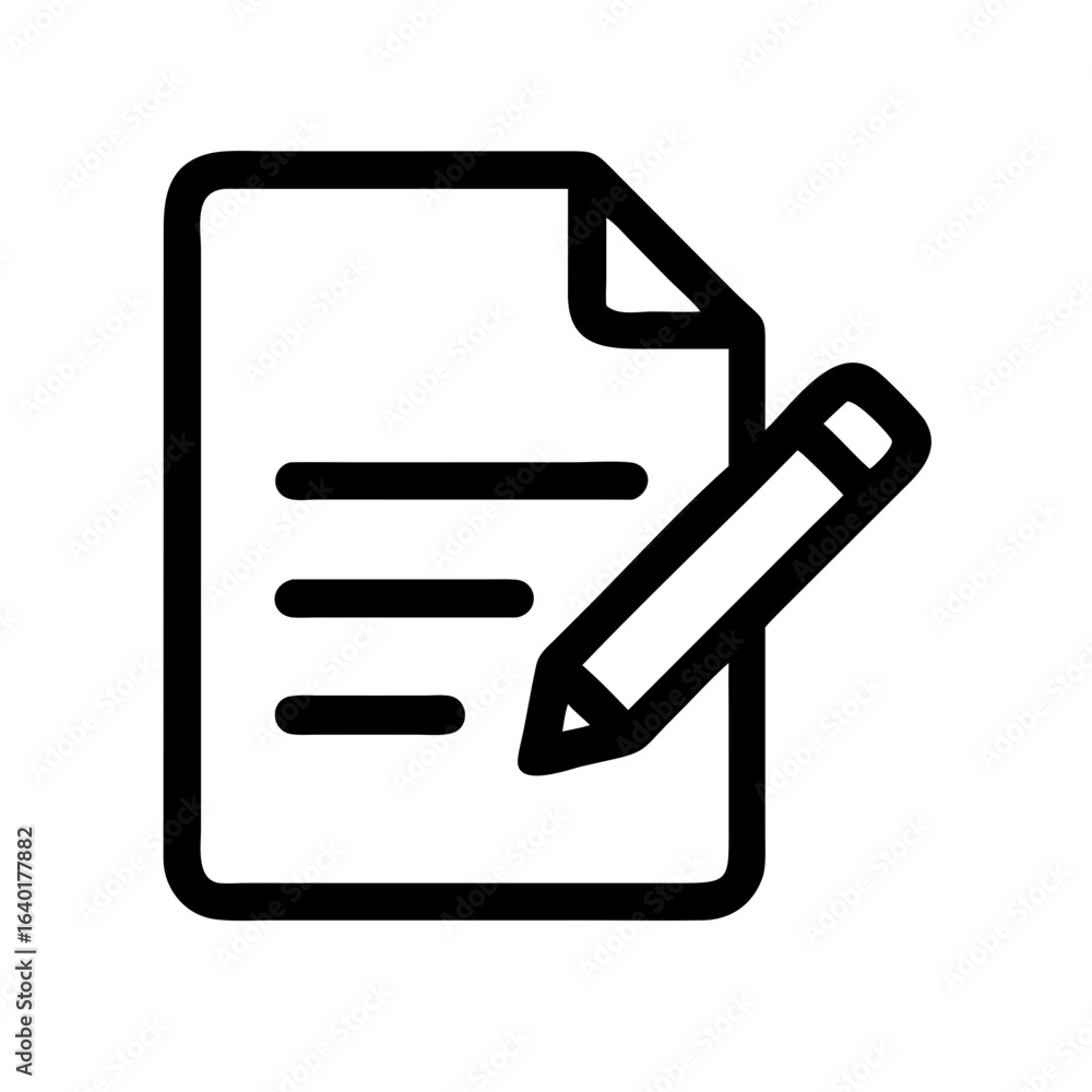 Aufkleber document writing icon for content creation and editing with pencil for business and education use ca