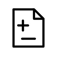 Obraz premium Add subtract document icon vector file management plus minus sign paper page include exclude symbol design