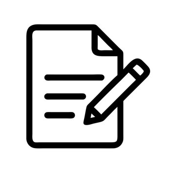 Document writing icon for content creation and editing with pencil for business and education use cases